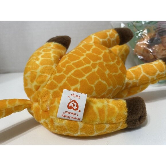 Giraffe TY Beanie Baby Twigs Matching Teanie Beanie Set - Picture 4 of 6